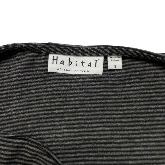 HABITAT CLOTHES TO LIVE IN Gray Black Stripe Rayon Knit Draped Cardigan Small - Picture 7 of 12